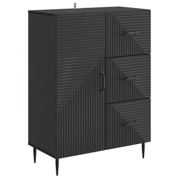 Aparador Negro 66 X 34,5 X 89,5 Cm Madera De Ingeniería Vidaxl