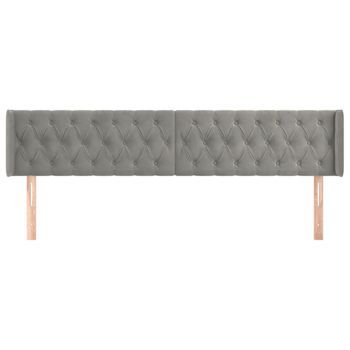 Cabecero Cama Mueble De Dormitorio De Terciopelo Claro 203 X 16 X 78/88 Cm Gris M02_0008136