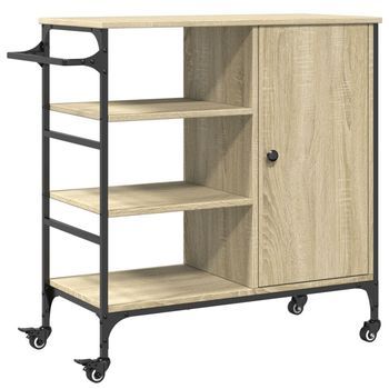Carrito De Cocina，estantería De Cocina, Carrito De Servir Madera Ingeniería Sonoma 87,5x38,5x84,5 Cm