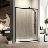 frontal de ducha 2 fijos  2 puertas correderas bella negro 150 cm lateral fijo  77 - 79 cm