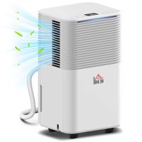 homcom deshumidificador 10ldia silencioso con 3 modos pantalla led temporizado 24h bloqueo infantil y drenaje continuo blanco