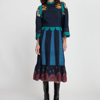 Stella Nova Embroidered Cotton-Seersucker Dress - DK 40/UK 14