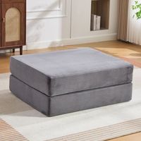puf reposapies convertible - mueble de salon - pana - gris oscuro 109x95x43cm