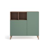 zapatero melamina nogal puertas verde 87x90x27 cm