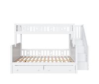 cama infantil 90x200140x200 cm - litera de madera maciza con escalera de seguridad 2 cajones - blanco