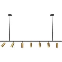 lampara de techo rail - 7 focos dorados ajustables - 140cm dorado