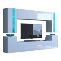 conjunto de muebles de salon blancos colgantes coleccion cepto xxiv 256cm 8 muebles leds modulares
