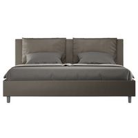 cama para adultos moderna con cojines acolchados de piel sintetica anja-color marron-ropa de cama 180x200 cm