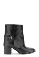botines de piel con vuelta y tachuelas decorativas black 36