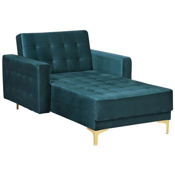 Chaise Longue De Terciopelo Verde Azulado Aberdeen