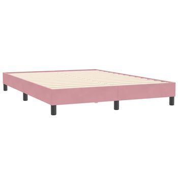 Cama Matrimonial | Cama Para Adultos | Estructura De Cama Sin Colchón Terciopelo Rosa 160x210 Cm