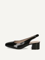 caprice sling pumps black made of leather with trapeze heel size 37