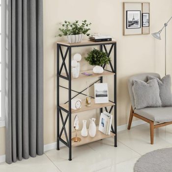 Estantería estilo industrial, 61,5x34,5x133x5 cm, madera clara