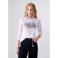 liu jo tops y camisetas t-shirt skinny fit con logo para mujer