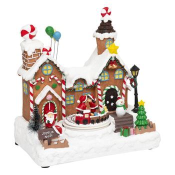 Pueblo Iluminado Papá Noel Tren Muñeco De Nieve 11 Led Musicales Y
