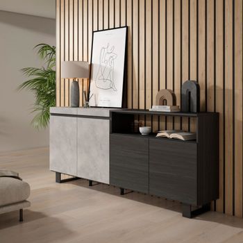 Aparador efecto madera cemento 200x35x87cm con patas