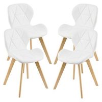 set de 4 sillas de comedor almhult diseno escandinavo polipiel y madera 81 x 57 x 49 cm - blanco encasa