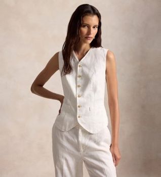Polo Ralph Lauren para mujer. 211A12784001 Chaleco de lino blanco (36), Casual