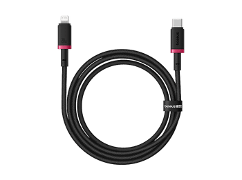 Cable USB - Baseus Dura, Lightning a USB-C, 100 cm, 20W, Carga rápida, Ultrarresistente, Negro y Rojo