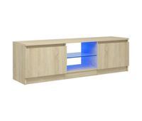 armario tv con luces led roble sonoma 120x30x355 cm
