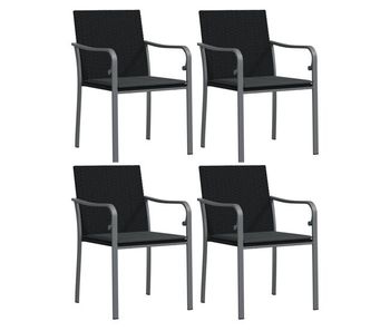 Vidaxl sillas jardín y cojines 4 uds ratán sintético negro 56x59x84 cm
