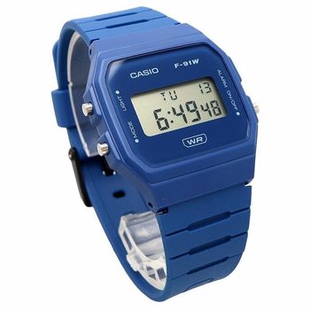 Reloj Casio analogico f-91wb-2a1 correa de resina - alarma
