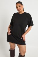 vestido camiseta plus de algodon y manga corta negro