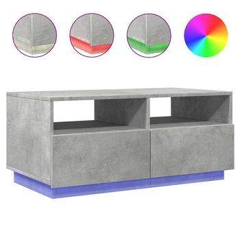 Mesa De Café - Mesa De Centro Con Luces Led Gris Hormigón 90x49x40 Cm