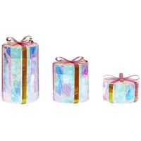conjunto de decoraciones led de interior exterior navidad accesorio 3 regalos luces iluminacion metal multicolor grimsey