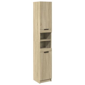 Armario De Baño | Mueble De Baño Madera Ingeniería Roble Sonoma 32x34x188,5 Cm