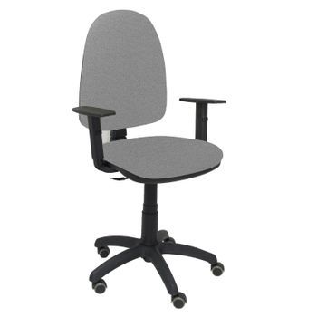 Silla De Oficina Ergonómica Con Mecanismo De Contacto Permanente, Regulable En Altura Y Ruedas De Parquet  Asiento Y Respaldo Tapizados En Tejido Bali Color Gris (brazos Regulables En Altura) Piqueras Y Crespo Modelo 04cp