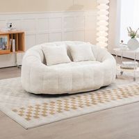 sofa puf para adultos 150  95  63 cm chenilla beige y respaldo alto