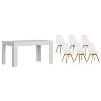 pack mesa extensible de comedor o cocina blanco  6 sillas nordic blanco