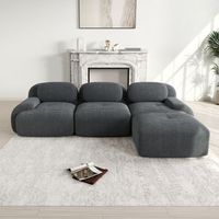 sofa esquinero modular de pana gris 3 plazas sin marco
