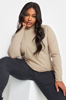 Yours Top Beige De Cuello Alto, Mujer Curvy Y Tallas Grandes, Yours