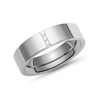 elegante anillo de titanio con 3 diamantes