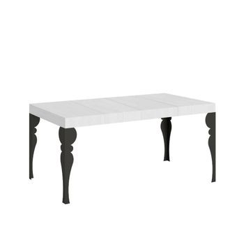 Mesa Extensible Paxon Premium 140/400x90 Cm Fresno Blanco Patas Antracita