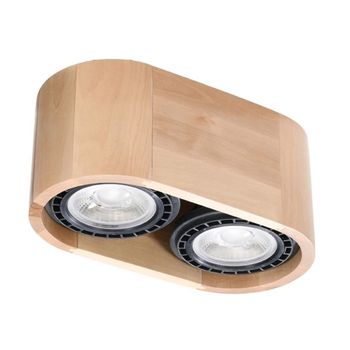 Foco de superficie inreea 2 luces, madera natural