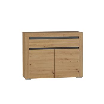 Bufé 2 puertas 1 cajón con led paneles laminados madera y gris