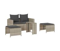 vidaxl set de muebles de jardin 5 pzas y cojines apilables gris claro