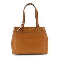 bolso shopping con patron de enhebrado y bandolera ajustable con hebilla tan taglia unica
