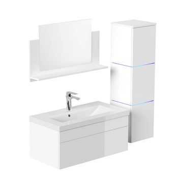 Conjunto Completo De Muebles De Baño Wangerooge Big L - Blanco Made In Germany
