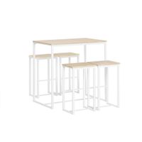 juego de mesa de comedor y 4 taburetes metal blanco