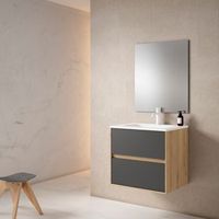 mueble mydesign 60 cm estructura roble moderno frontal antracita mate pack mueble  lavabo