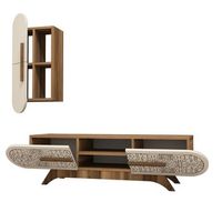 mueble tv con estante dafne crema nogal