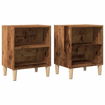 Pack 2 Uds Mesitas De Noche | Mesilla De Noche Madera De Ingeniería Envejecida