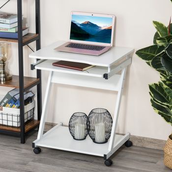 Mesa De Ordenador De Melamina Metal Homcom 60x48x73 Cm-blanco