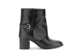 botines de piel con vuelta y tachuelas decorativas black 36
