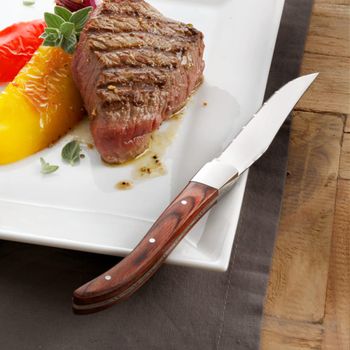 Estuche de 4 cuchillos carne  madera