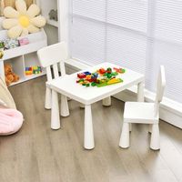 set mesa 2 sillas ninos comer dibujar manualidades blanco 765x545x495 cm